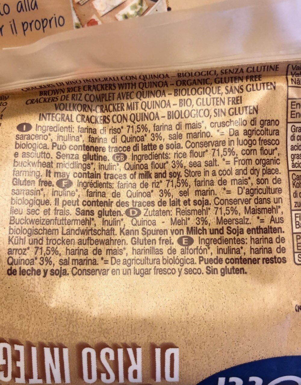 Crackers di riso integrali - Ingredienti - fr