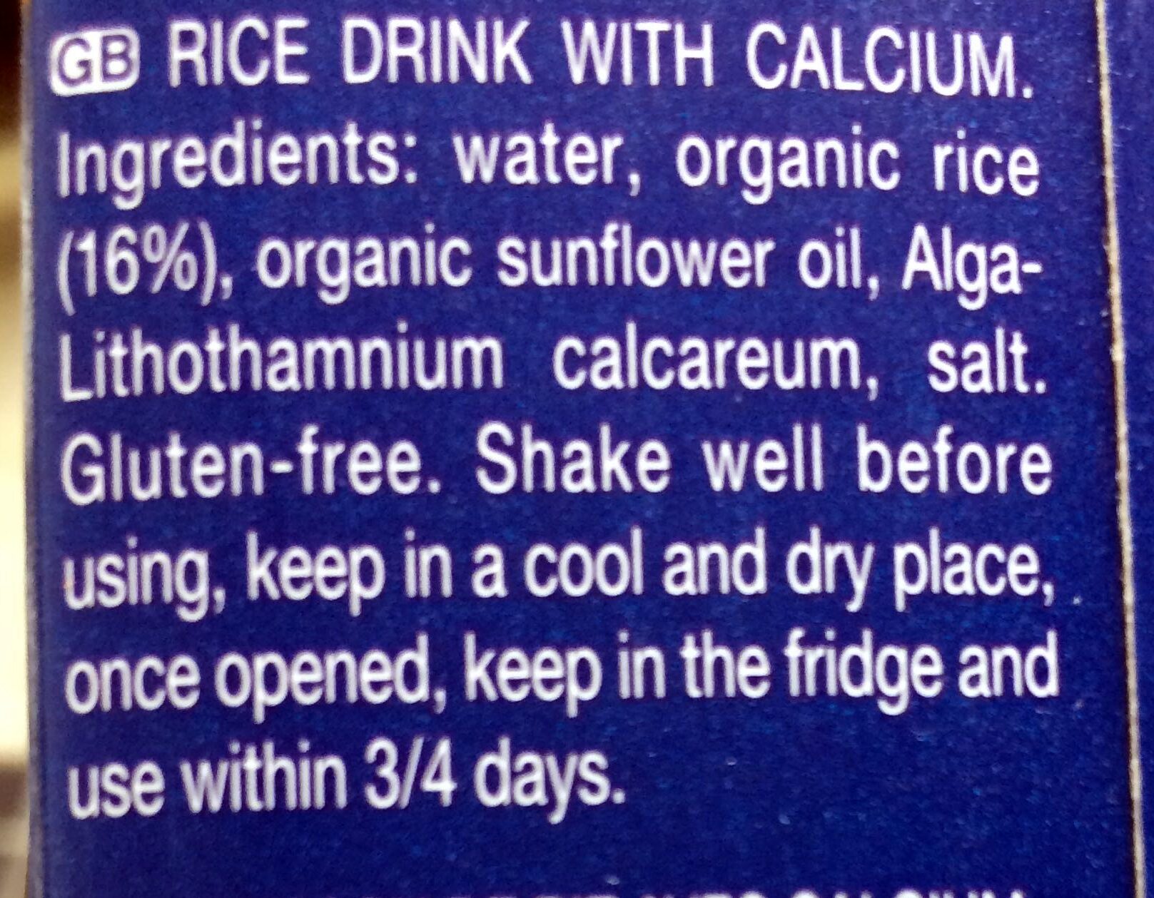 Rice Calcium - Ingredienti - en