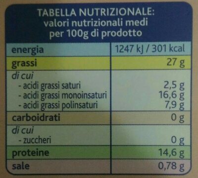Filetto di salmone all'olio d'oliva (19%) - Valori nutrizionali