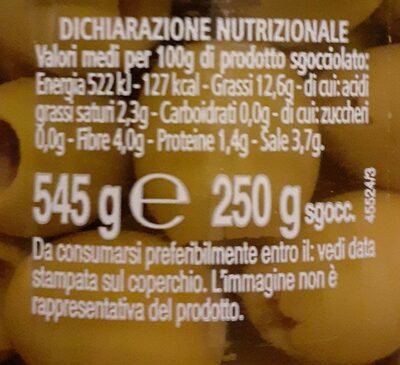Olive verdi denocciolate - Nutrition facts - it