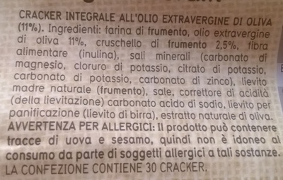 Vita GI Crackers integrale all'olio extra vergine di oliva - Ingredients - it
