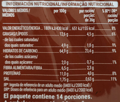 Crackers integrales - Nutrition facts - es