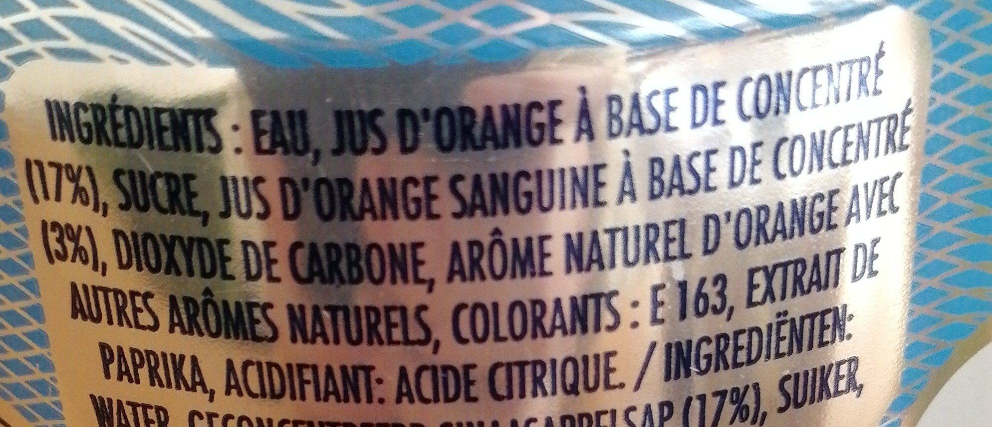 SANPELLEGRINO Boisson pétillante au jus d'orange sanguine 33cl - Ingredients