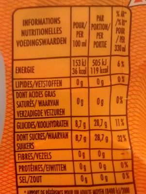 SANPELLEGRINO boisson gazeuse aromatisée orange 6x33cl - Voedingswaarden - fr