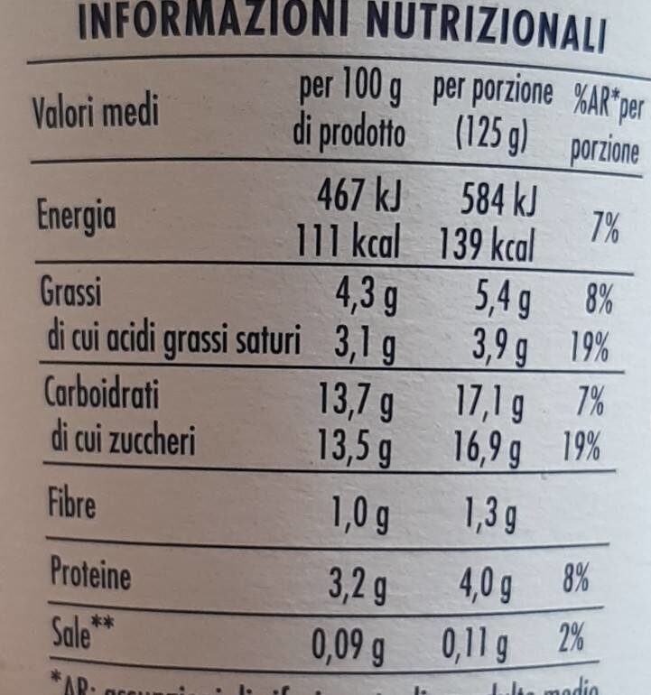 Yogurt stracciatella - Valori nutrizionali - en