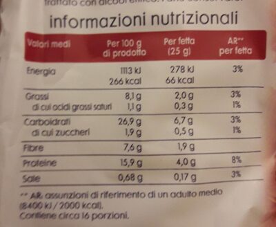 Pane morbido proteico - Información nutricional - it