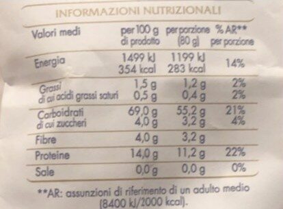 Rigatoni - Pasta di Gragnano IGP - Valori nutrizionali