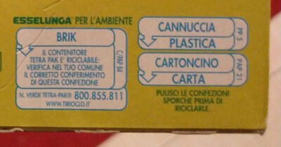 Succo e polpa di pera - Istruzioni per il riciclaggio e/o informazioni sull'imballaggio