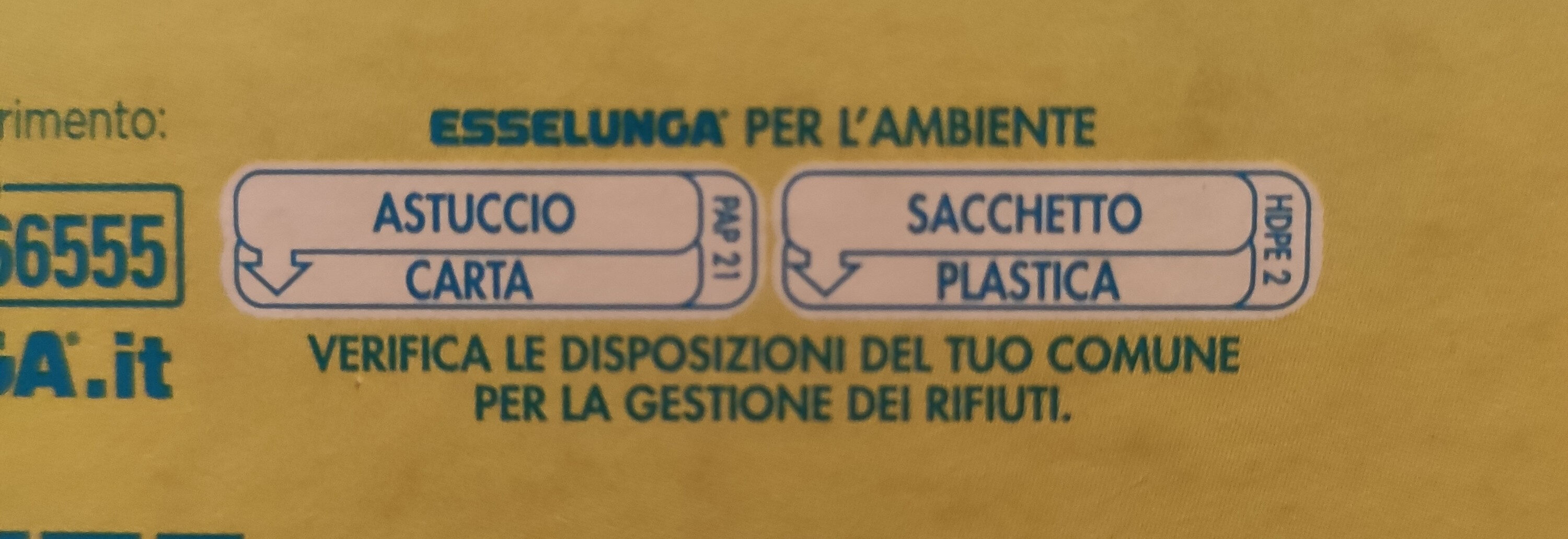 Fiocchi di frumento - Istruzioni per il riciclaggio e/o informazioni sull'imballaggio