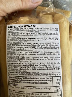 GRISS D’OR SENZA SALE - Ingredienti