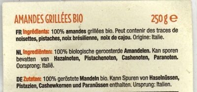 Amandes Grillées BIO - Ingrediënten - fr