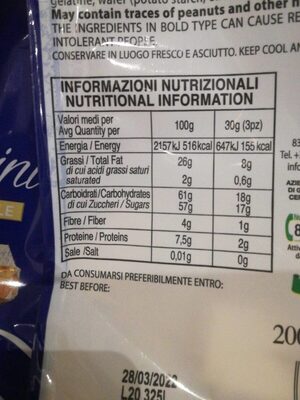 Torroncini - Información nutricional - it