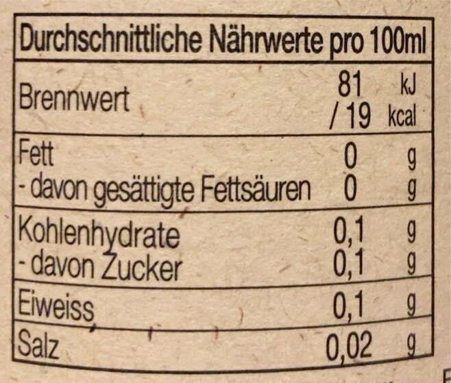 Weißweinessig Biologico - Nutrition facts
