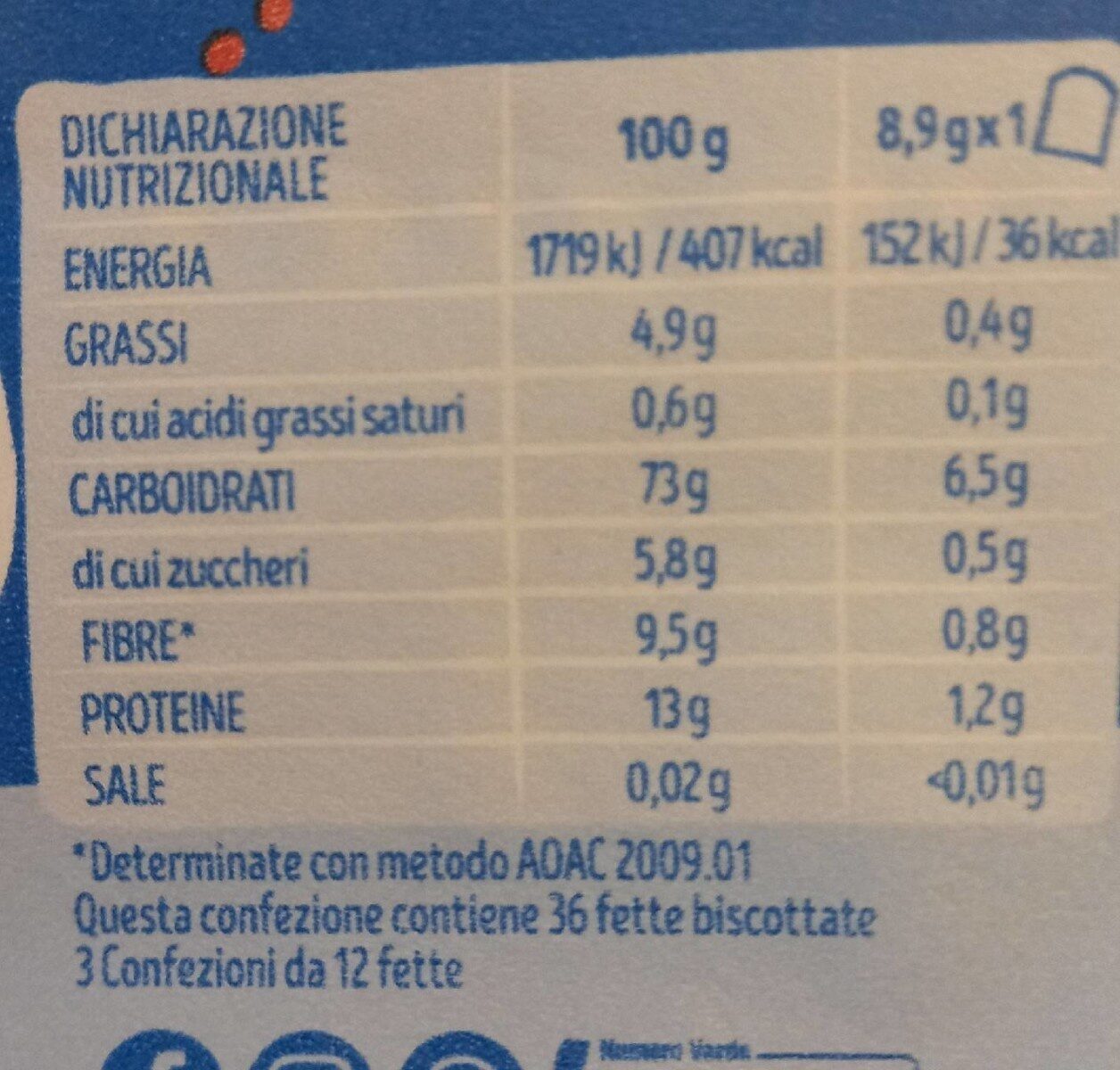Misura dolcesenza - Nutrition facts