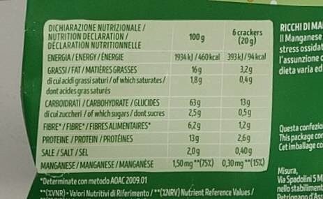 Crackers ai Cereali Semi di Zucca e Fiocchi di Avena - Valori nutrizionali - fr