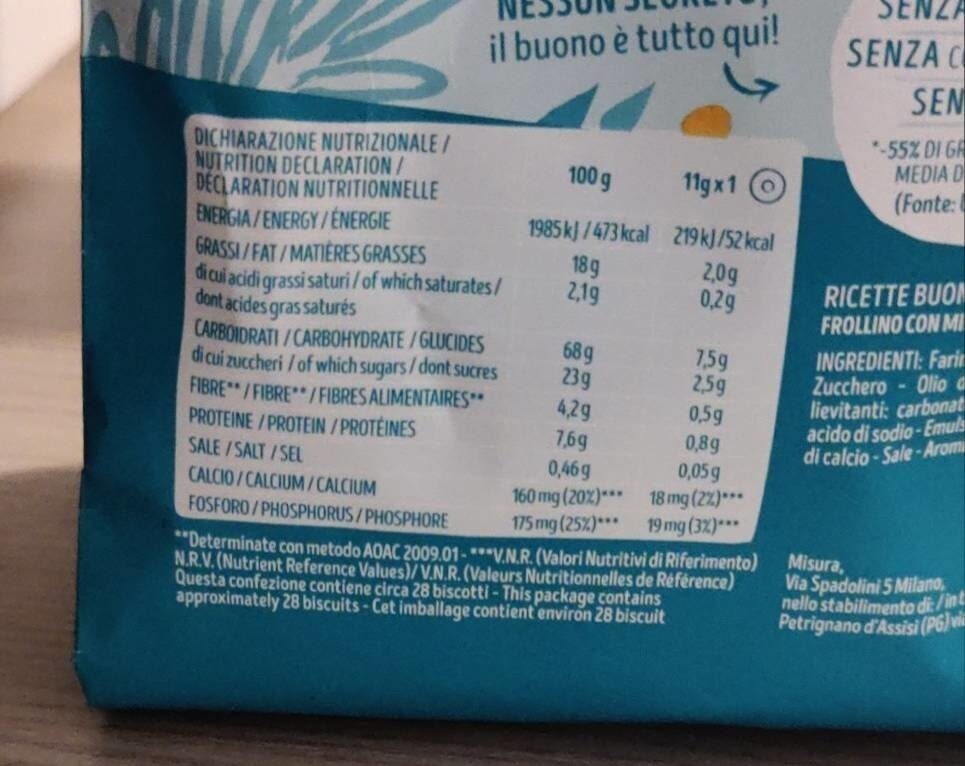 Biscotti al miele - Nutrition facts - it