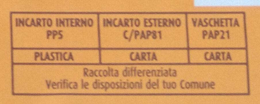 Cornetti zucca carota e arancia - Instruction de recyclage et/ou informations d'emballage - it