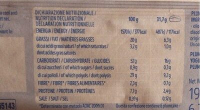Dolcesenza plumcake - Tableau nutritionnel - it