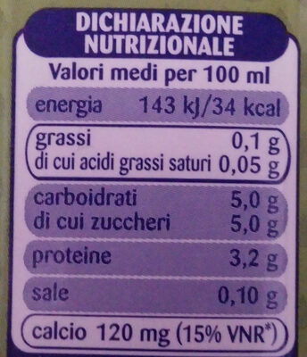 Latte Italiano Scremato senza Grassi - Valori nutrizionali