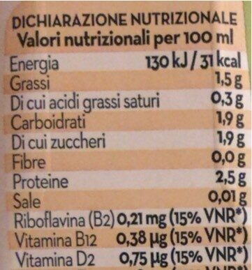 Latte soia - Valori nutrizionali