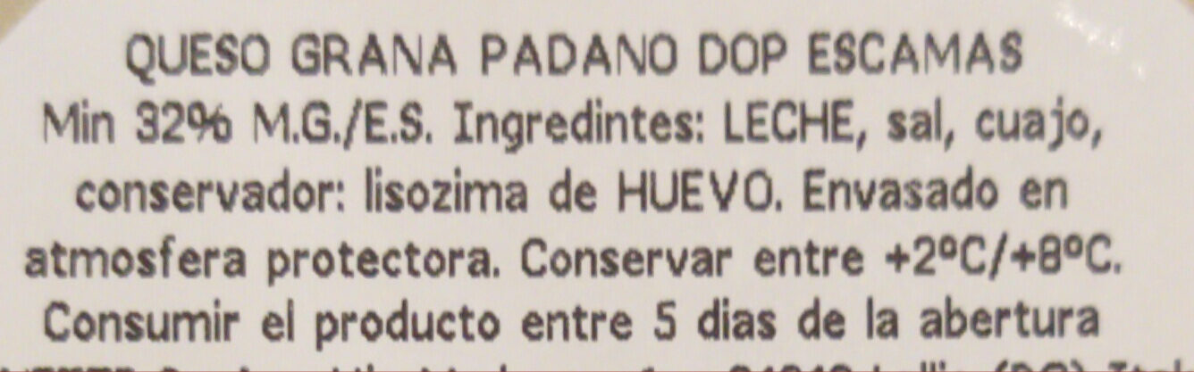 Grana Padano Flakes - Ingredients - es