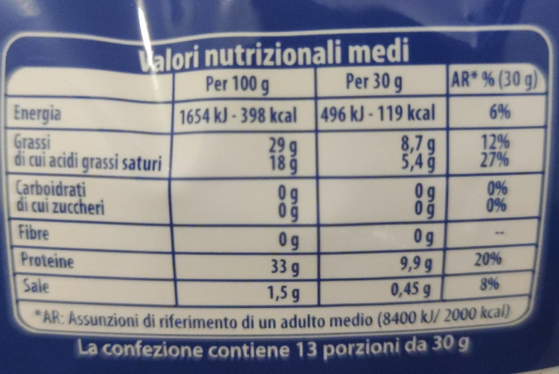 Grana padano bocconcini - Nutrition facts - it