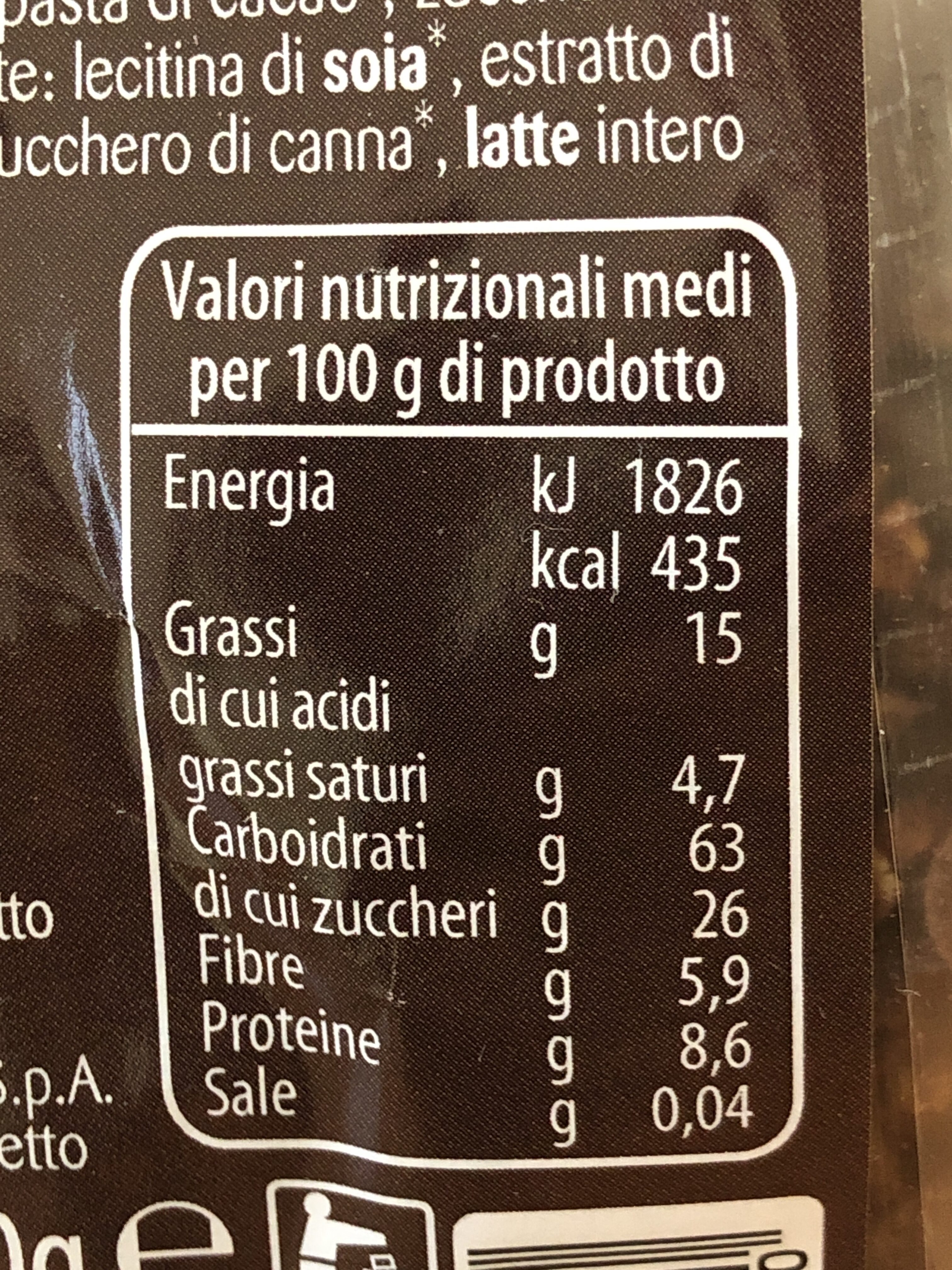 Granola Dark - Tableau nutritionnel