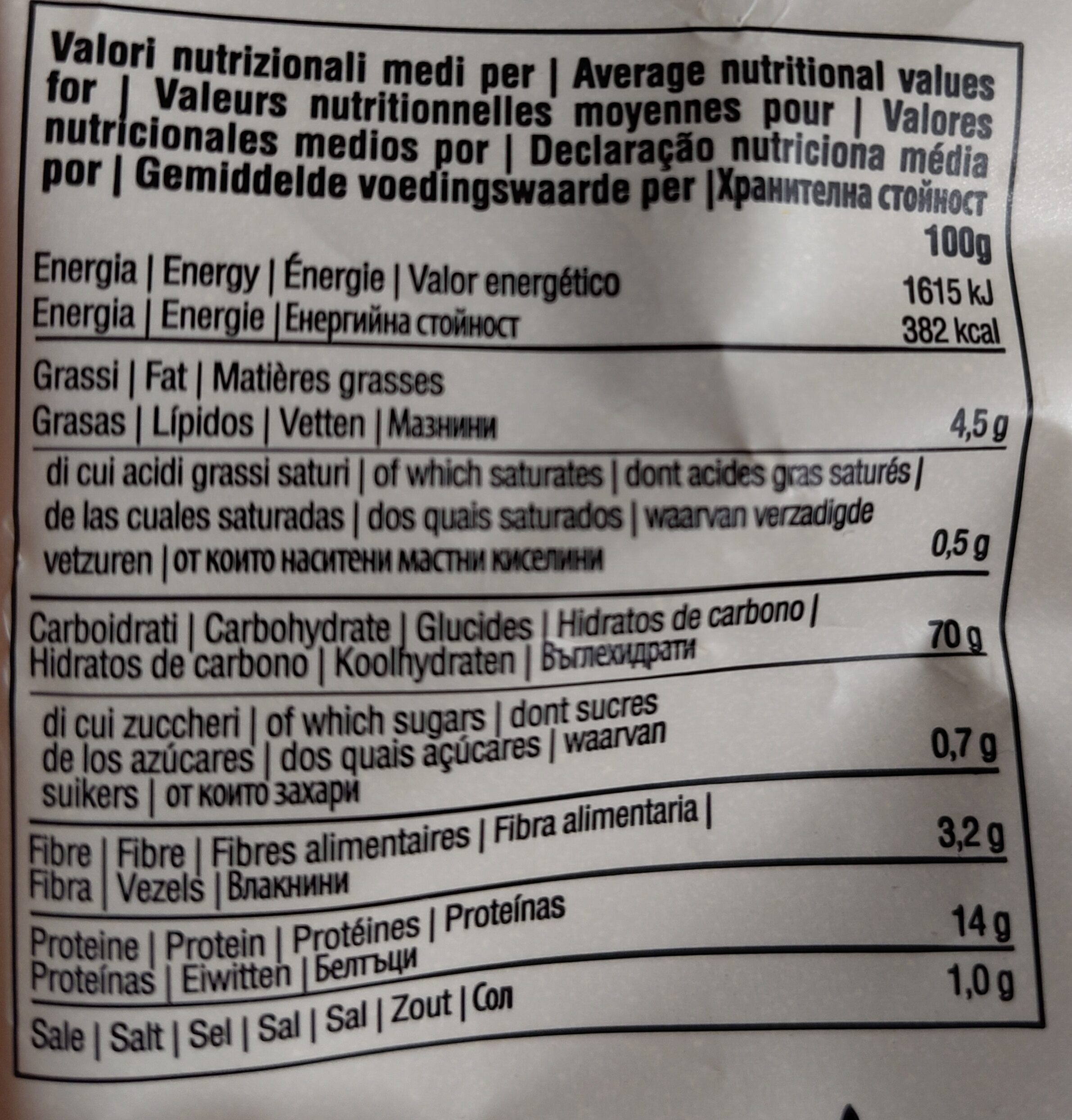 Snick Snack Lenticchie rosse e ceci bio - Valori nutrizionali