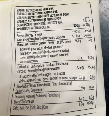 Mais Snack Quinoa - Nutrition facts