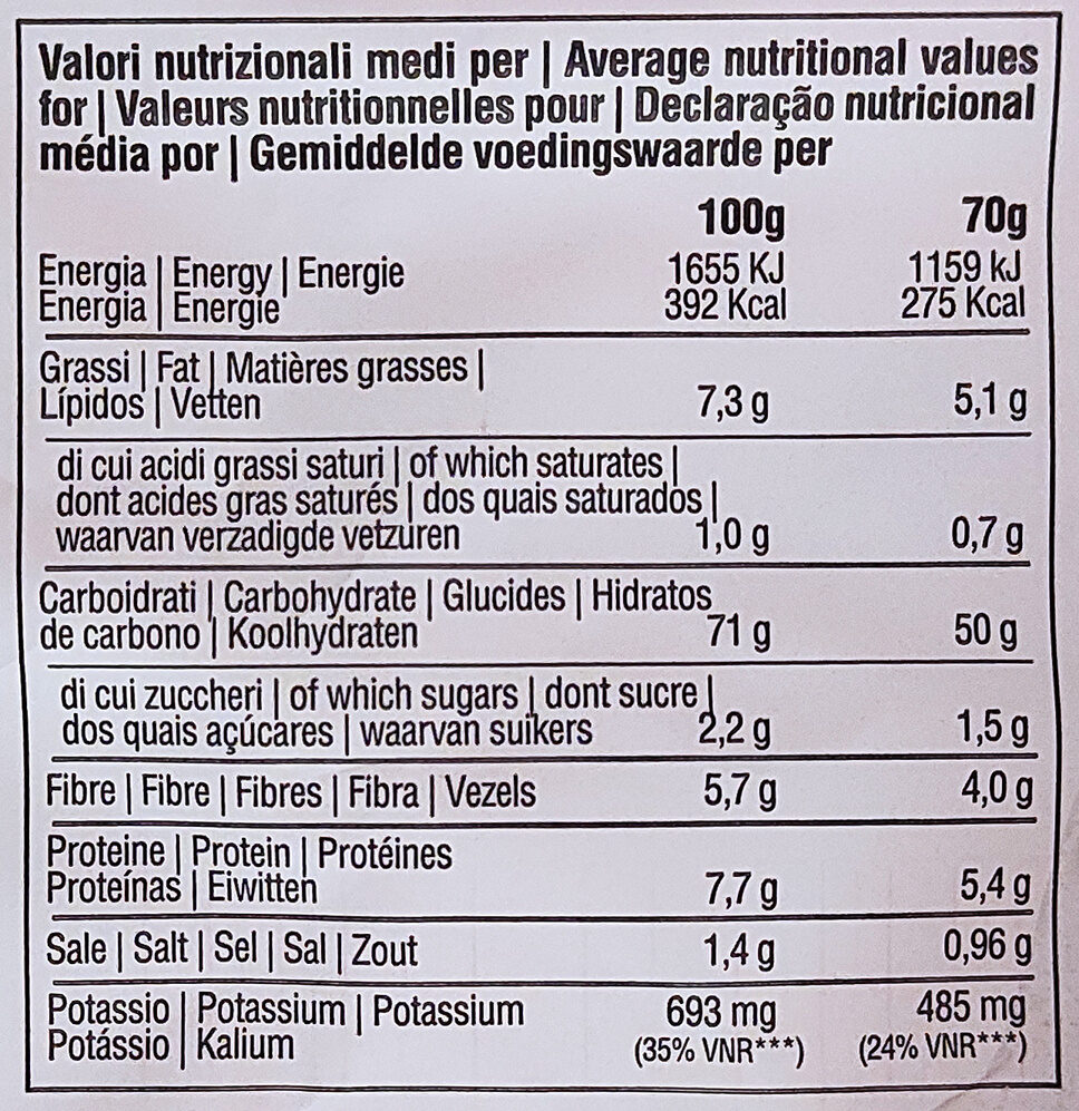 Snick Snack Veggie Mix - Tableau nutritionnel