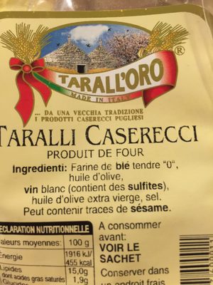 Taralli gusto classique - Ingrédients