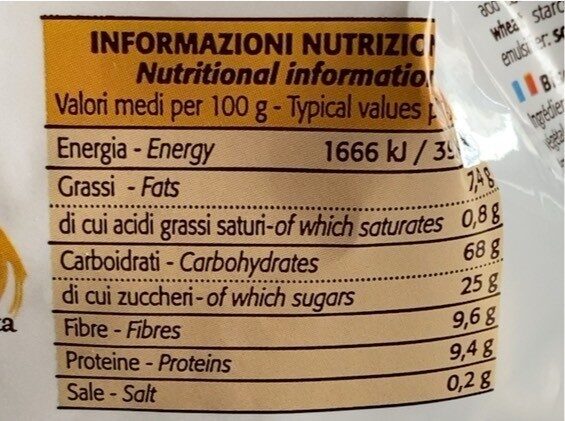 Biscotti al farro - Información nutricional - en