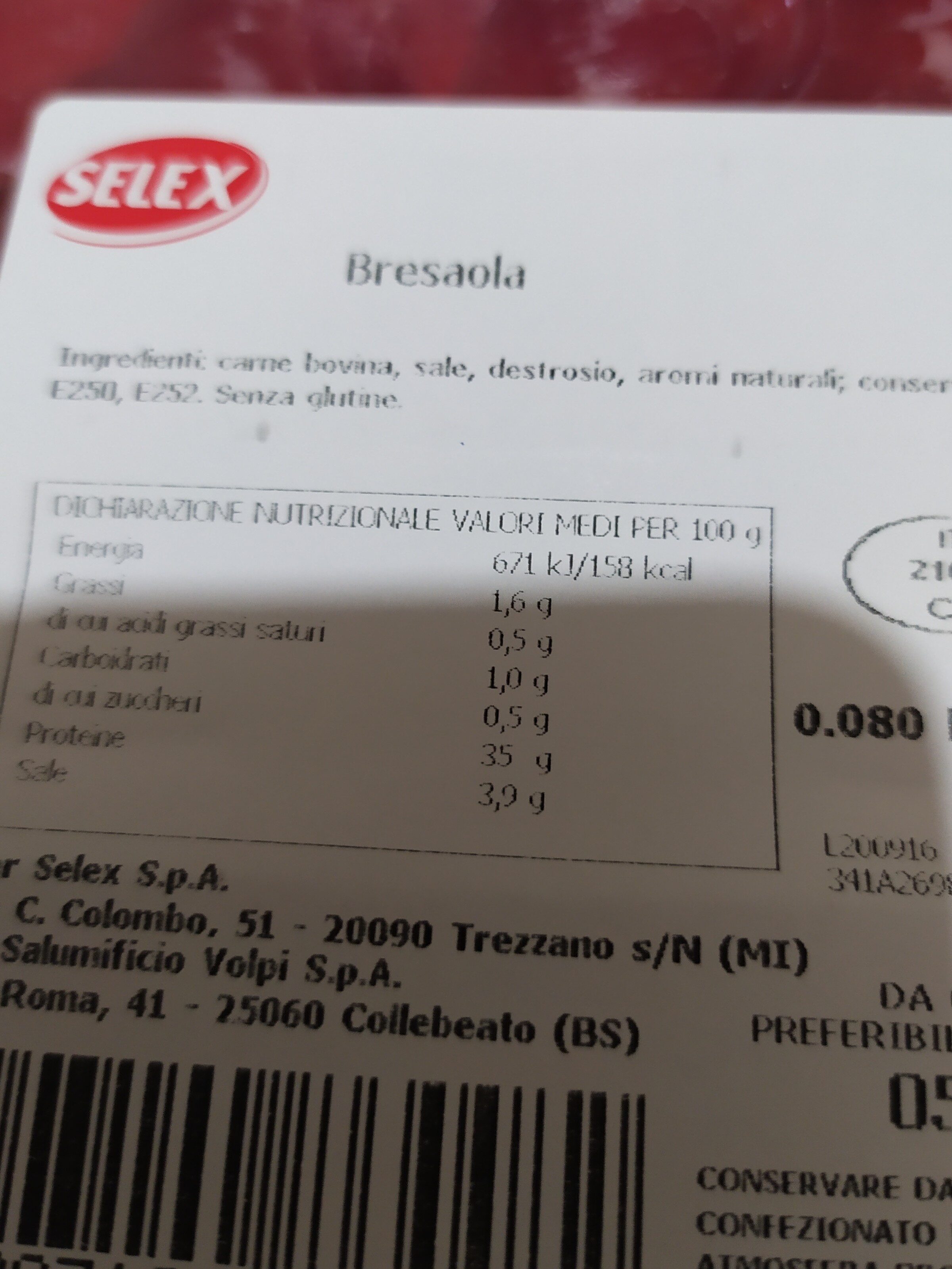 Bresaola a fette - Ingredients