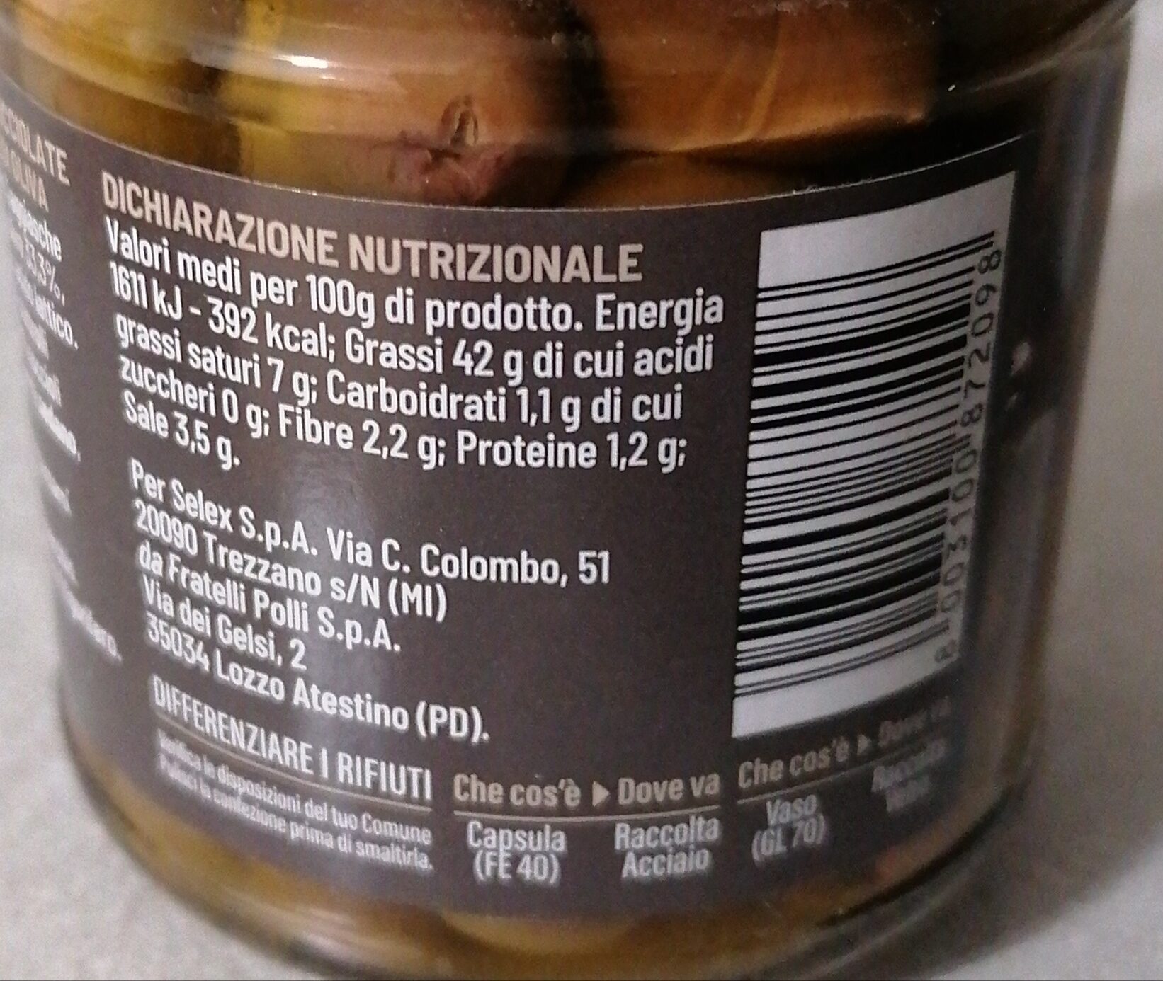 Olive taggiasche denocciolate - Valori nutrizionali