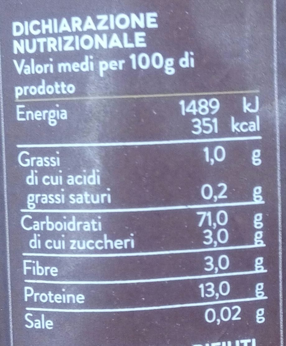Pasta di Gragnano IGP - Valori nutrizionali