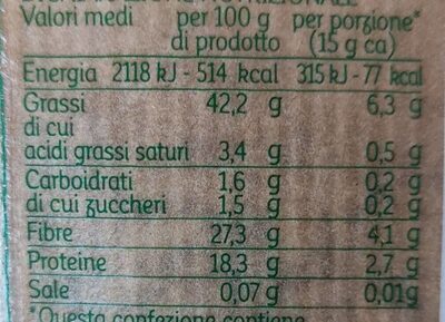 Semi di girasole tostati biologici - Tableau nutritionnel - it