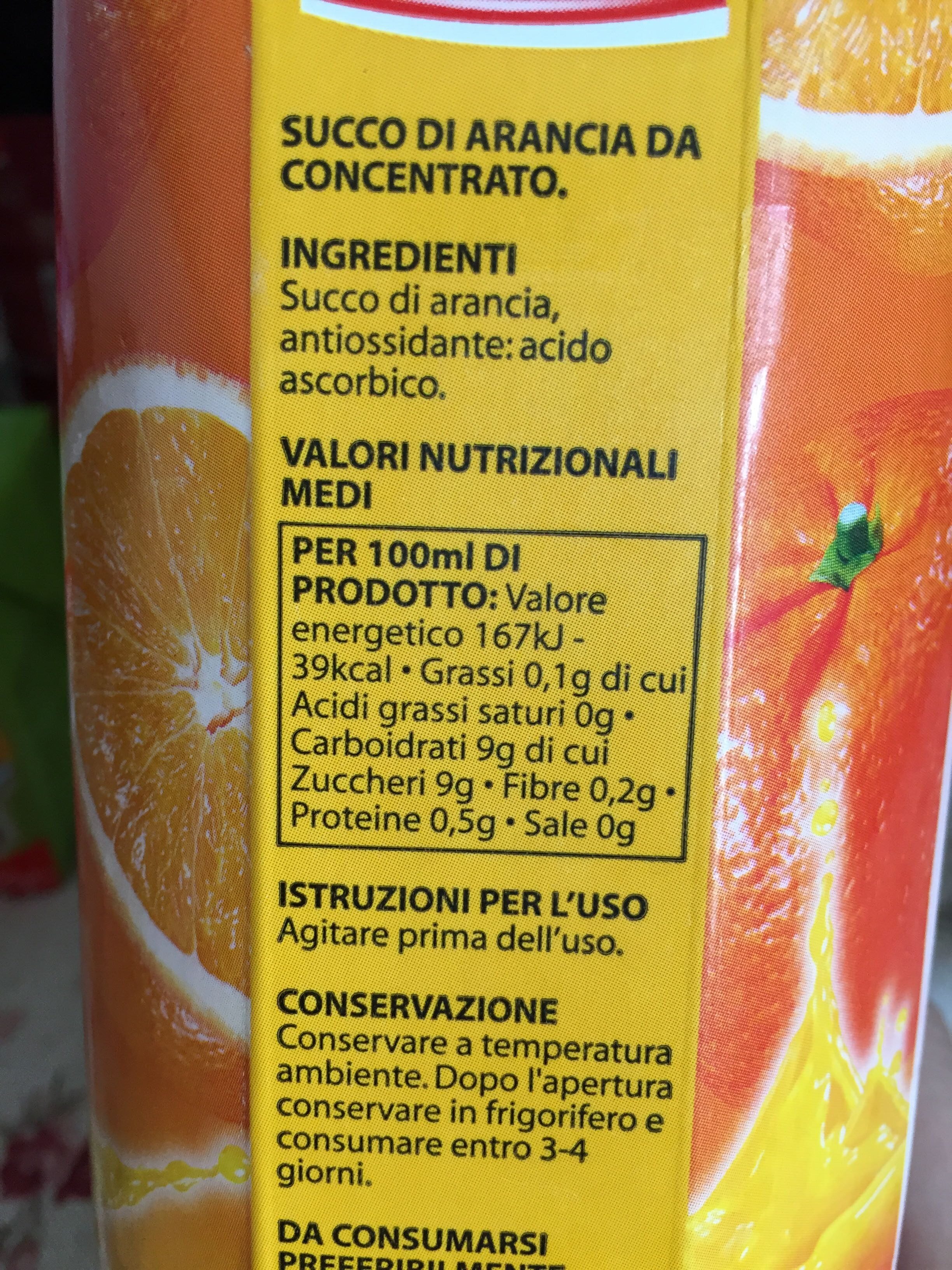 Arancia 100% - Valori nutrizionali
