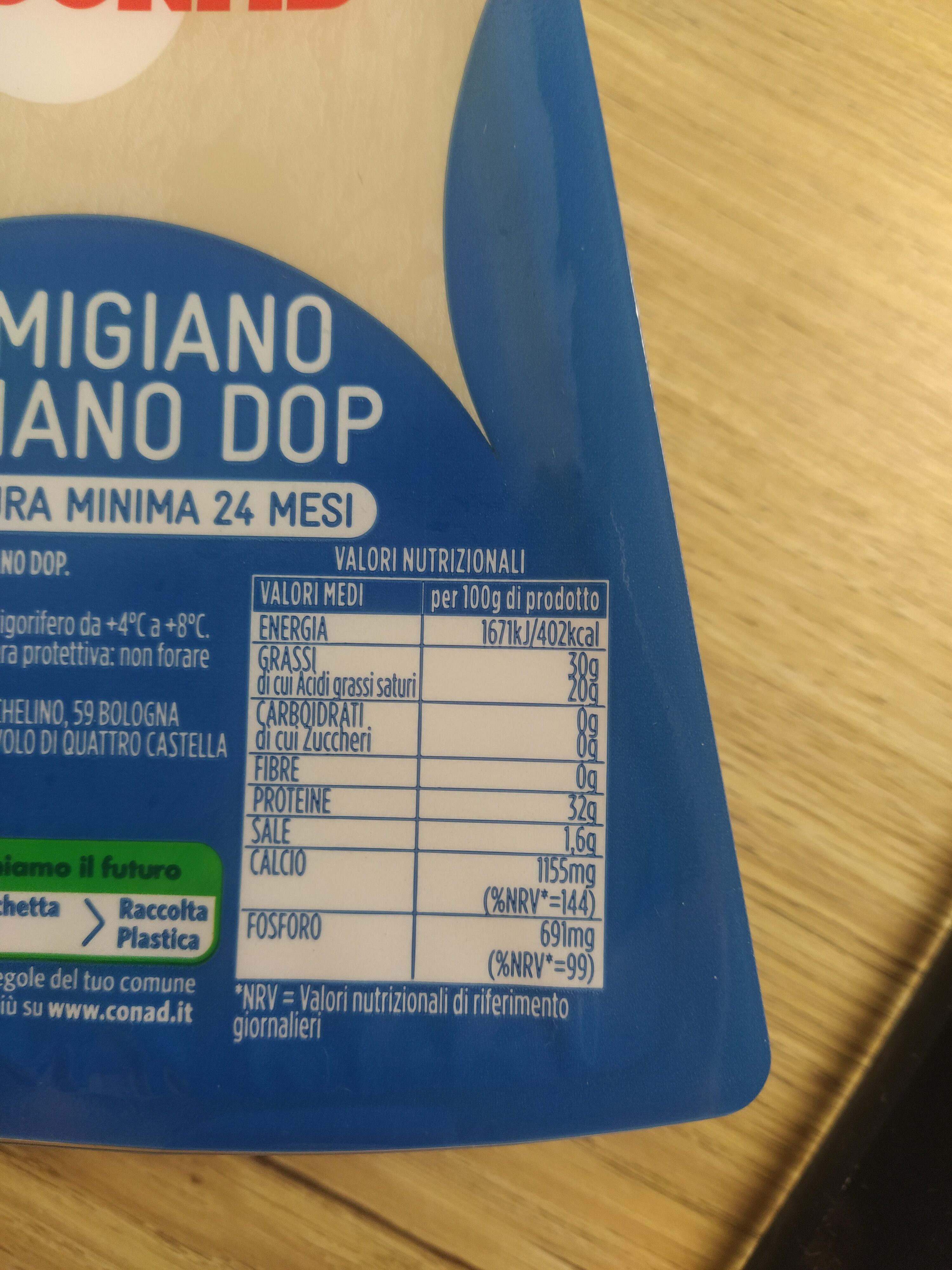 Parmigiano Reggiano Dop - Valori nutrizionali