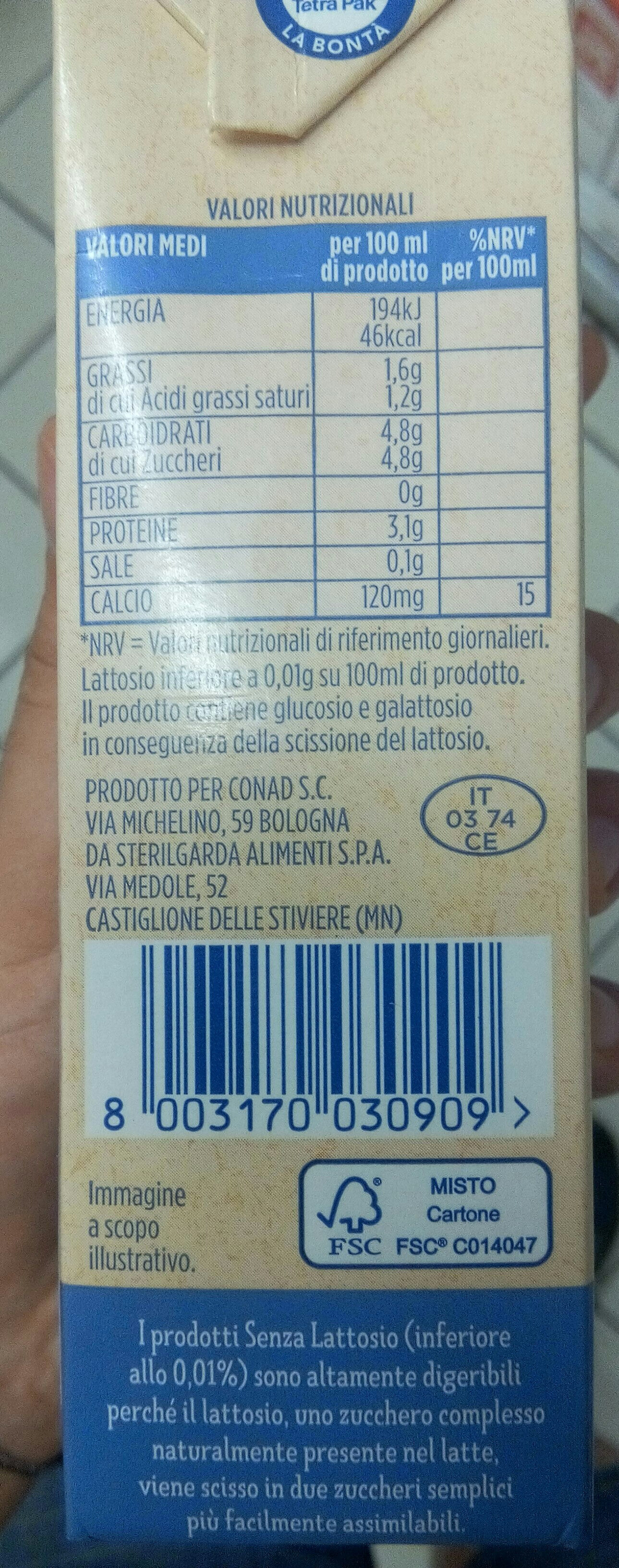 Latte parzialmente scremato uht - Ingredienti