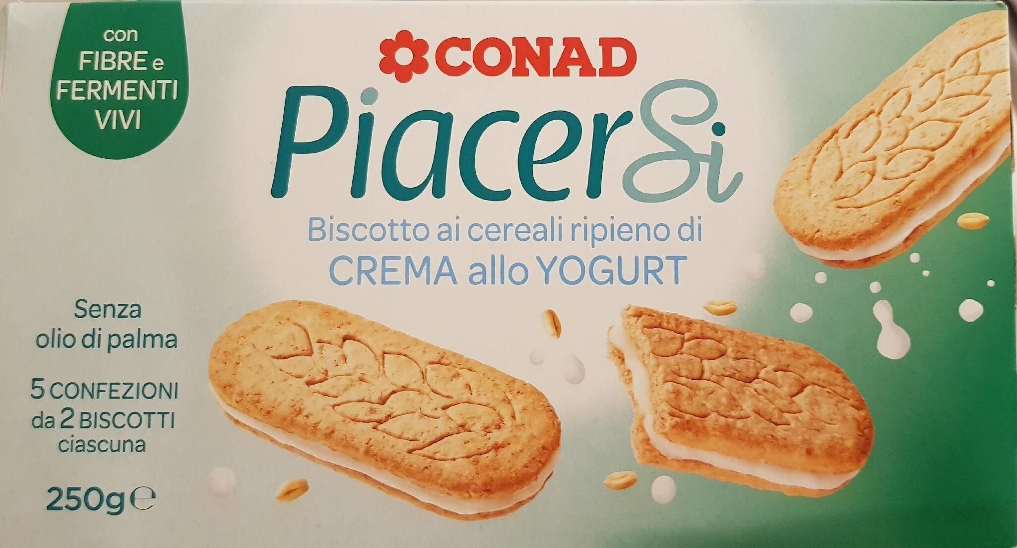 PiacerSi Biscotto ai cereali ripieno di CREMA allo YOGURT - Product - it
