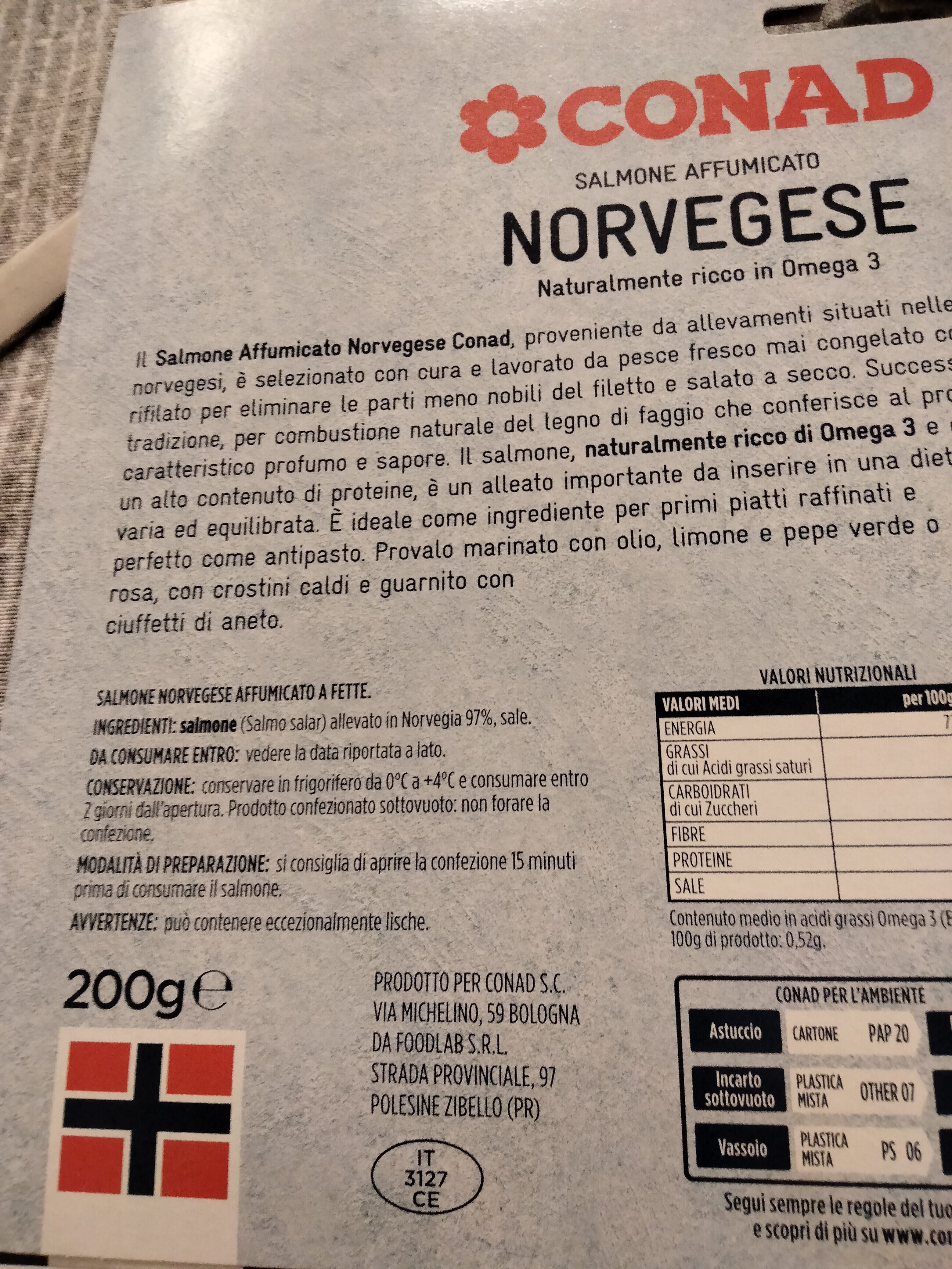 Salmone affumicato norvegese - Ingredienti