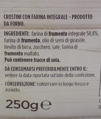 Crostini con farina integrale - Ingredienser - it
