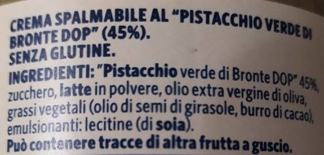 Crema al pistacchio - Ingredienti