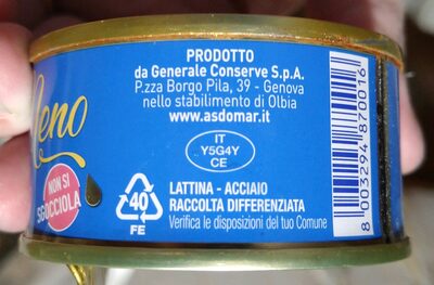 Tonno all'olio di oliva "Meno olio" - Istruzioni per il riciclaggio e/o informazioni sull'imballaggio