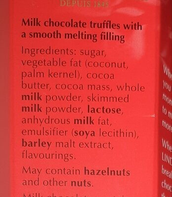 Milk Chocolate Truffles - Ingrédients - en