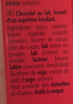 Lindor lait - Ingredients - fr
