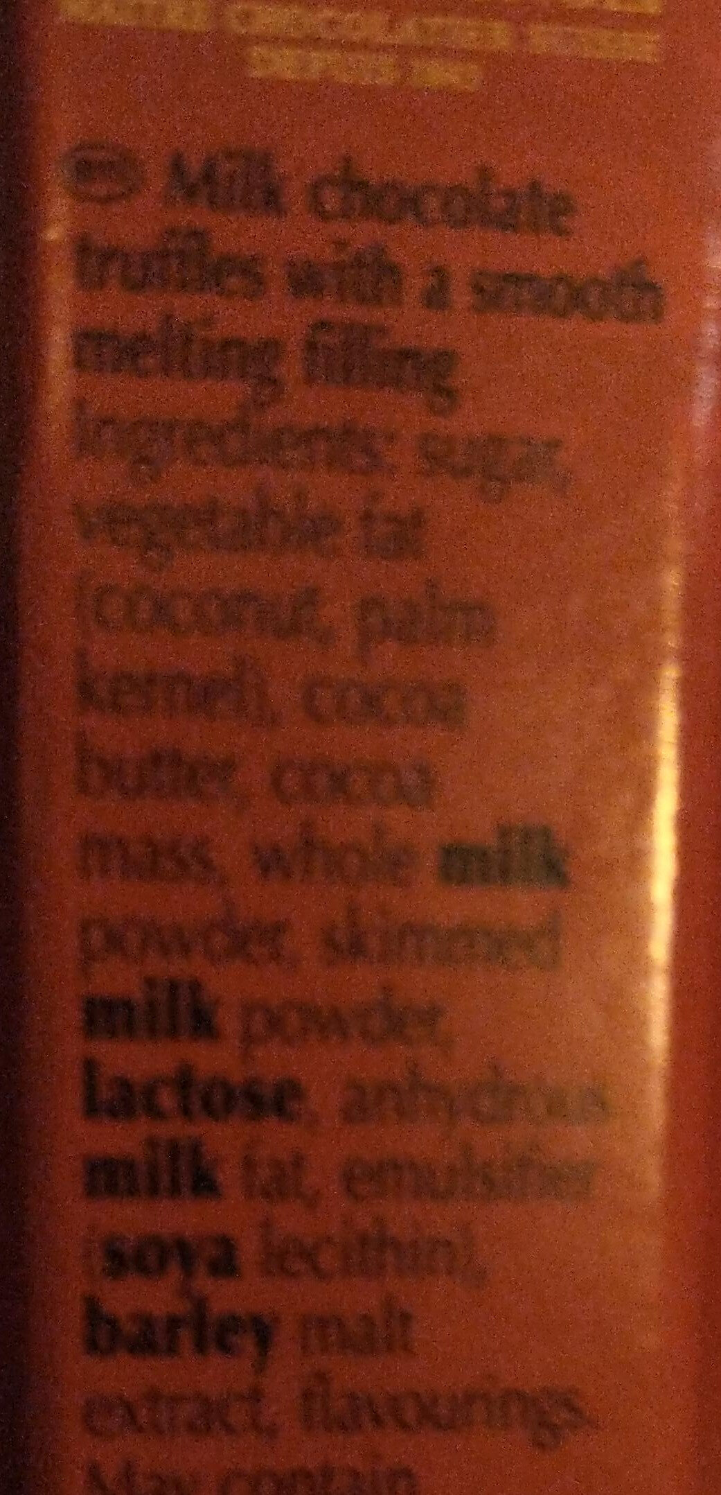 Lindor milk chocolate truffles - Ingredients