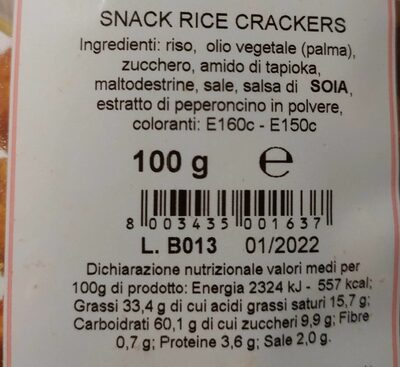 Snack croccante - Nutrition facts - it