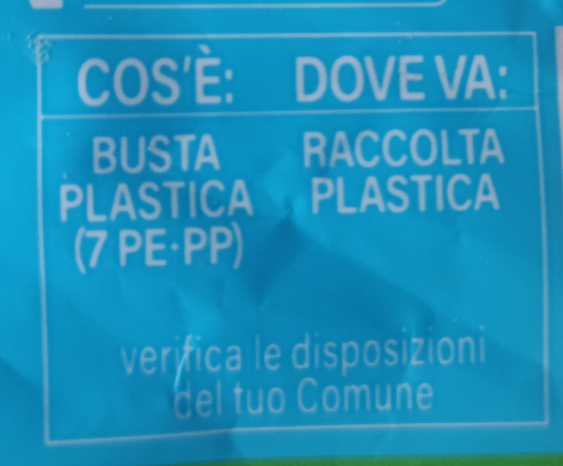 Virtù di zuppa - Istruzioni per il riciclaggio e/o informazioni sull'imballaggio