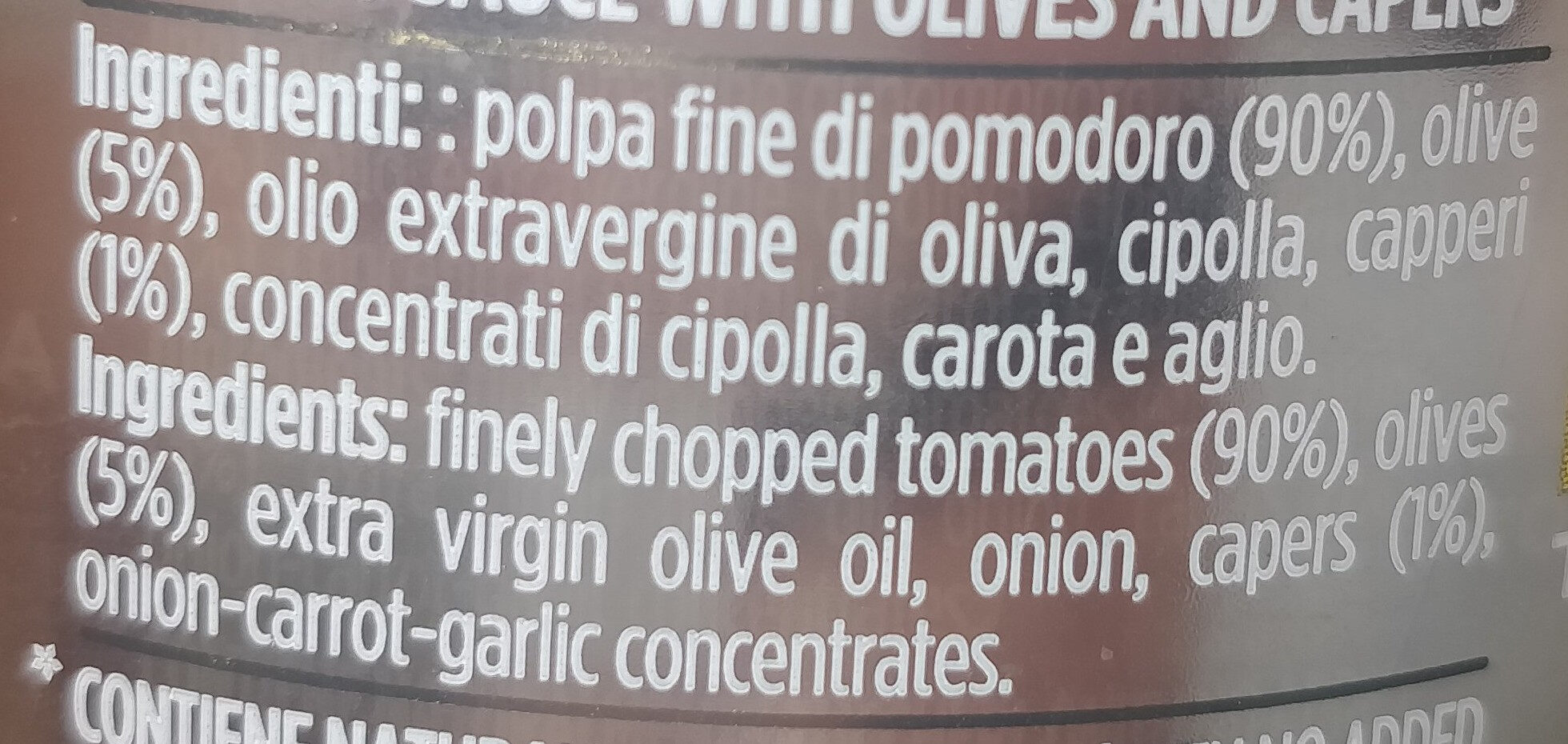 Sugo con olive e capperi - Ingrediënten - it
